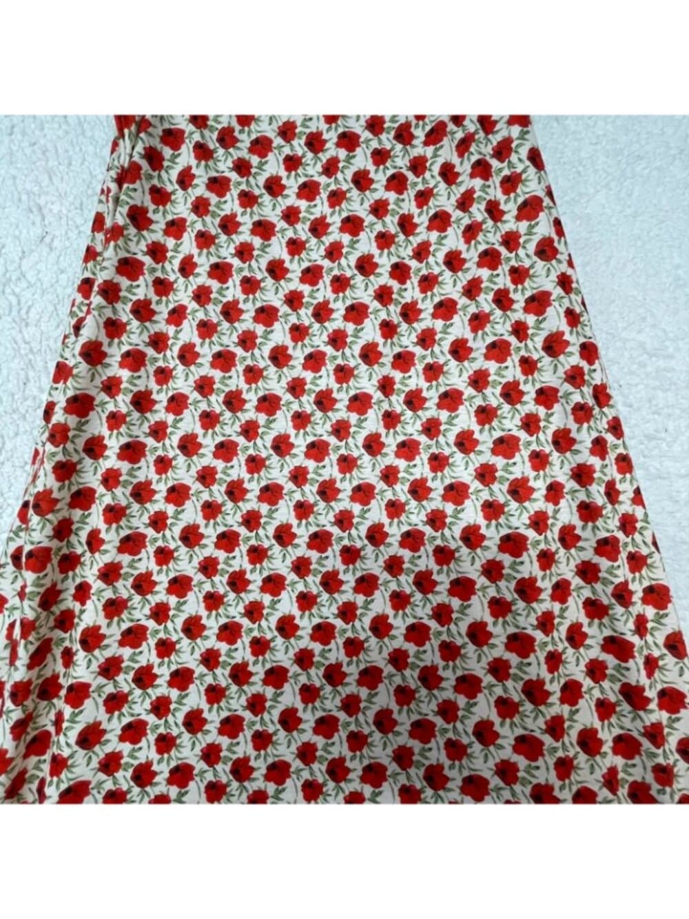 Huskary Red Floral Sleeveless Midi Dress Women's Size M Stretch