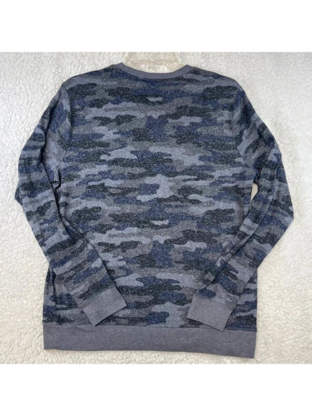 Lucky Brand Camo Sweater Women's M – Gray Blue Camouflage Knit Pullover