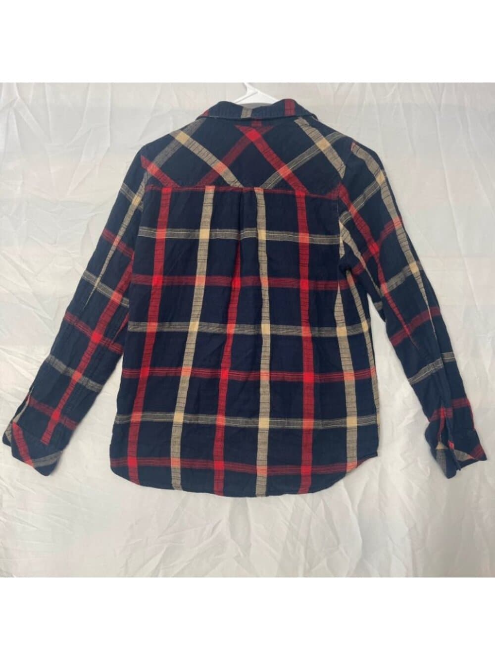 Skies Are Blue Plaid Button Front Roll Tab Shirt Size S
