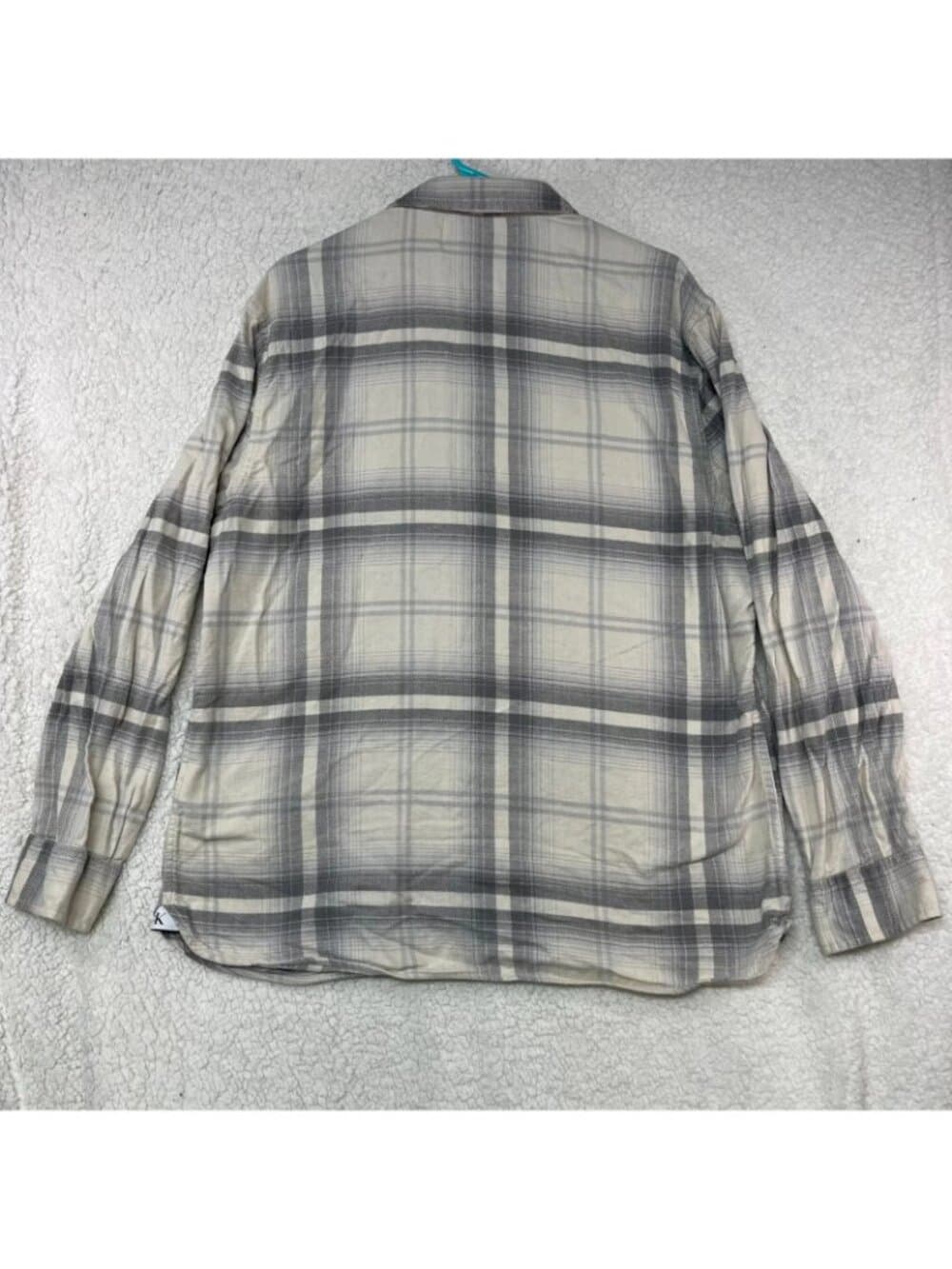 Calvin Klein Jeans Men's Plaid Button Front Shirt Large Gray Cotton