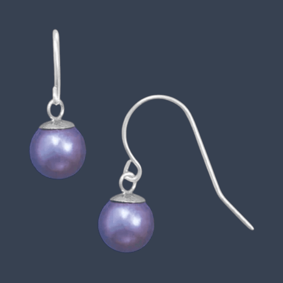 Freshwater cultured Peacock Sterling Sterling French wire earrings 7.5mm - Image 1