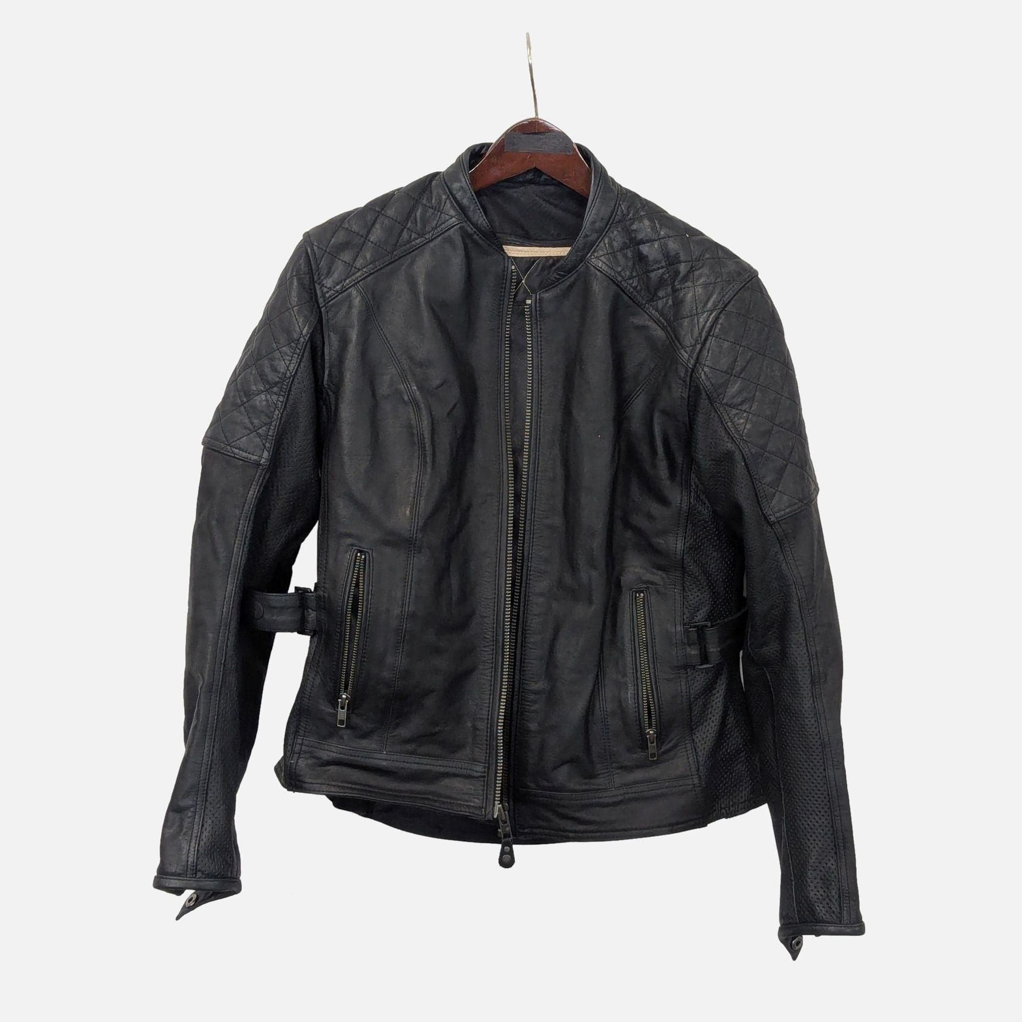 Street & Steel Black Leather Motorcycle Jacket – Sports & Outdoors