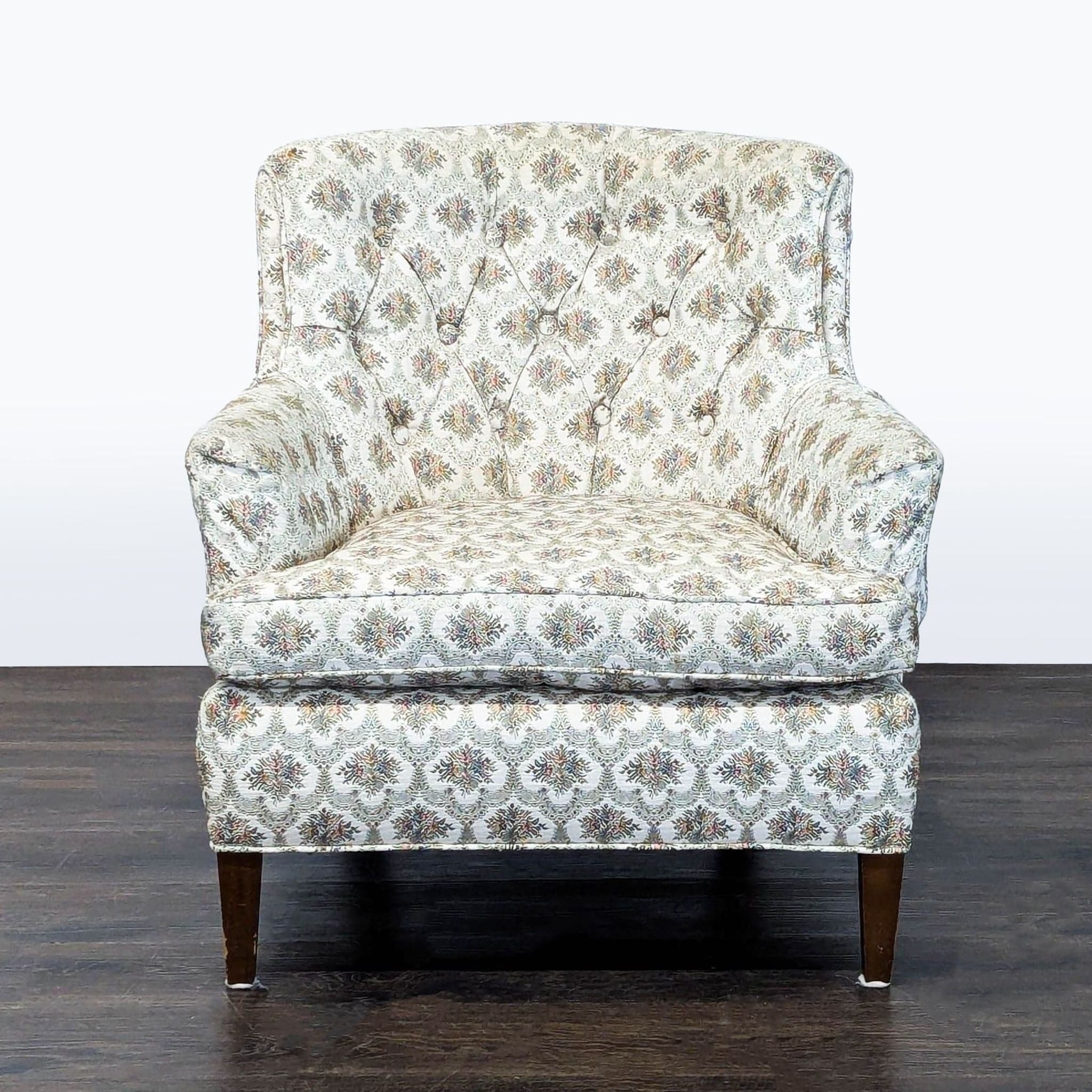 Classic Vintage Lounge Chair with Patterned Upholstery