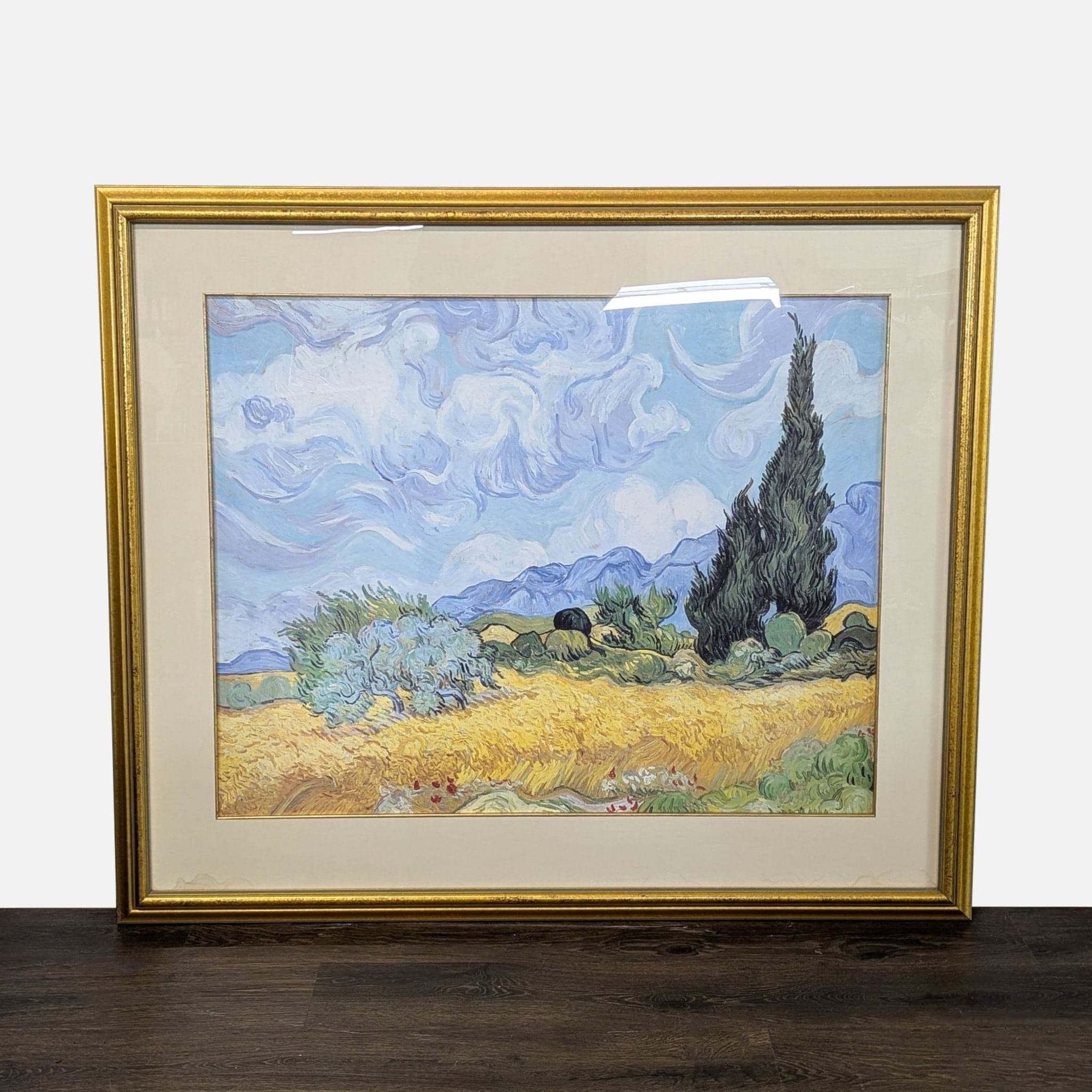 Van Gogh Framed Print “Wheat Field with Cypresses” - Classic Art Wall Decor