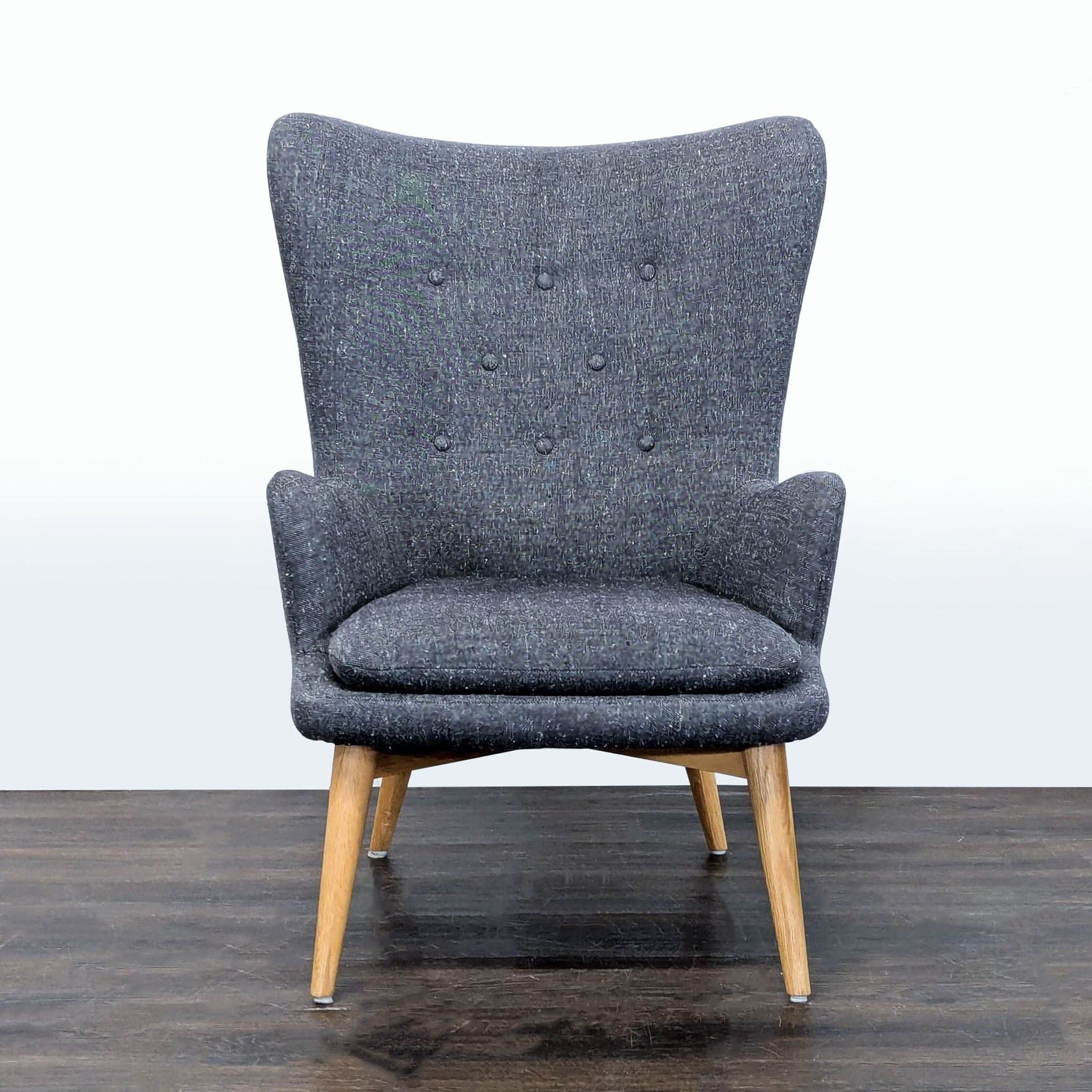 West Elm Lounge Chair with High Back and Wooden Legs