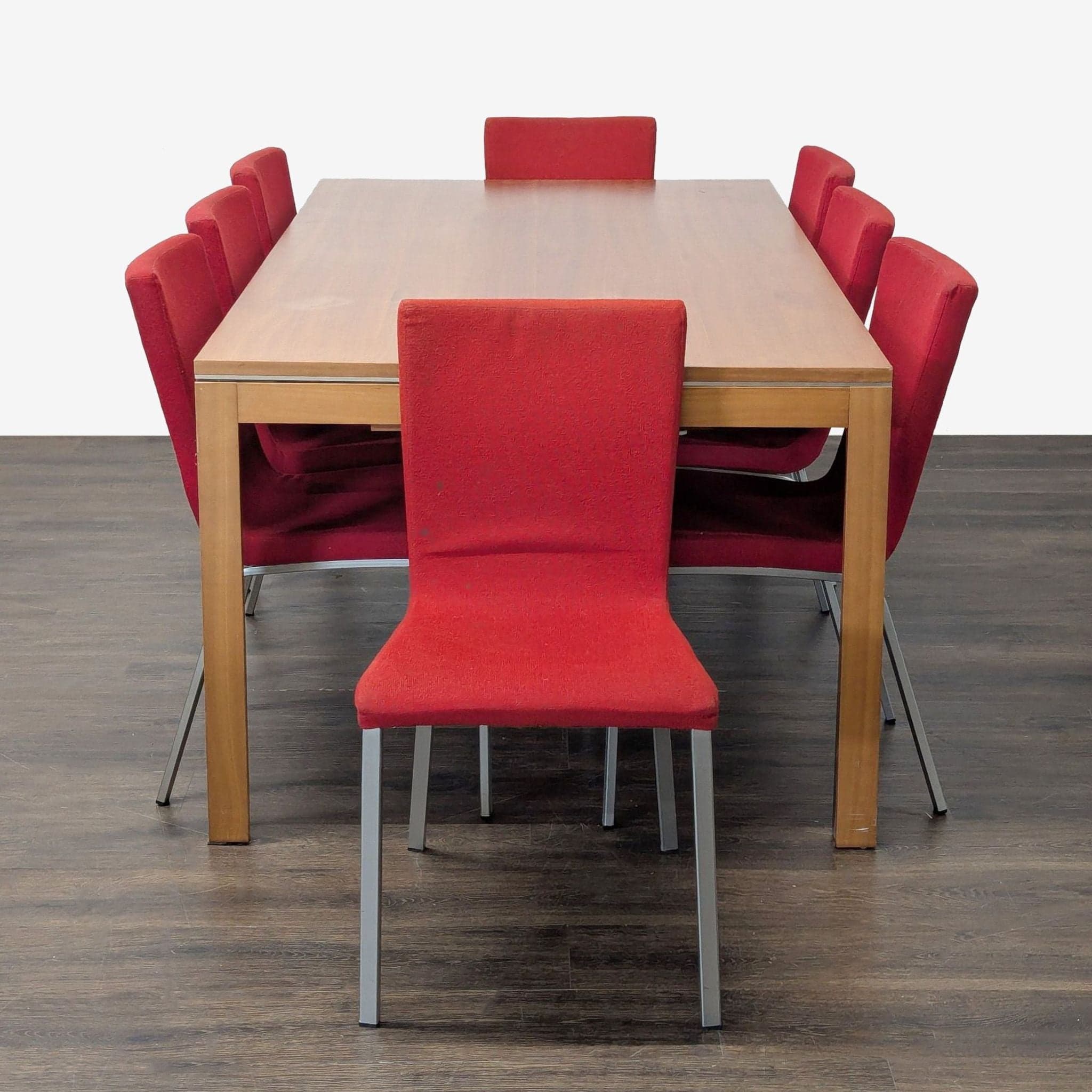 Calligaris Dining Set with Extendable Table and 8 Red Chairs