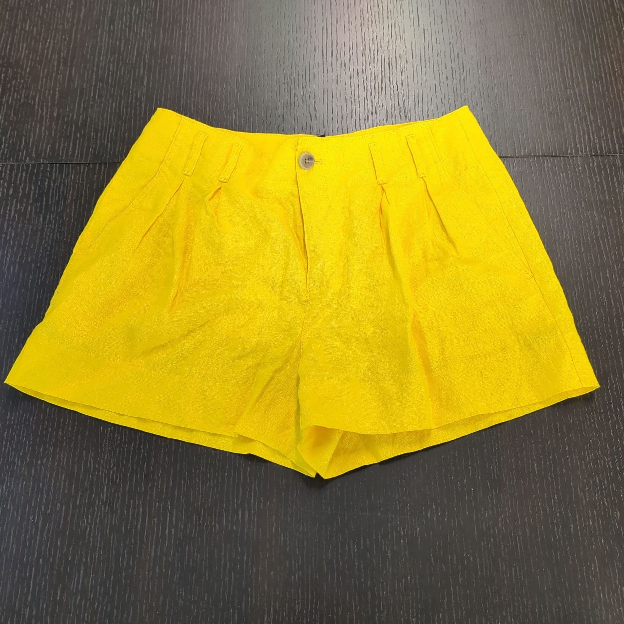 Banana Republic Women's Petite Linen Yellow Shorts Size 10