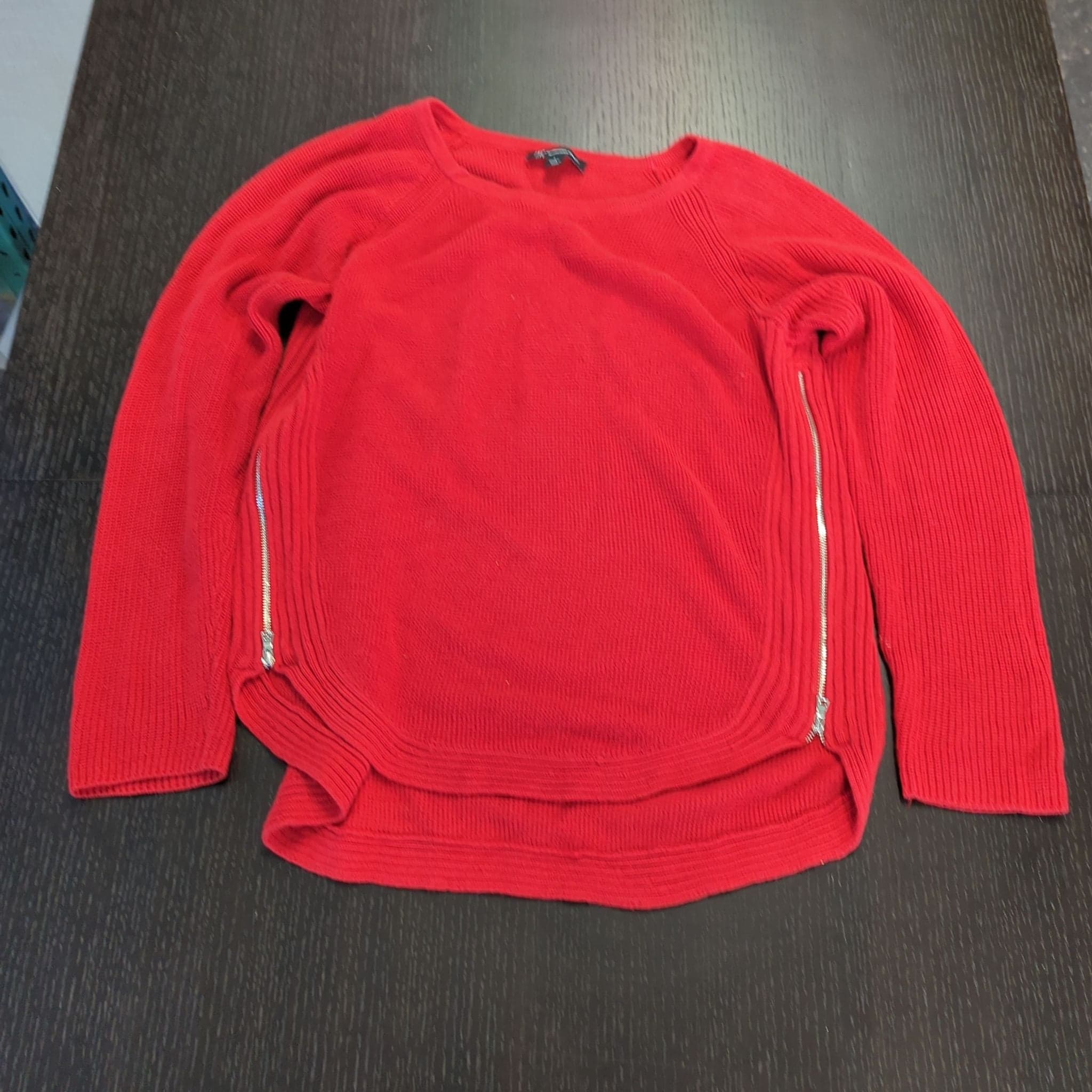 INC International Concepts Women's Red Sweater with Side Zippers, Size Large