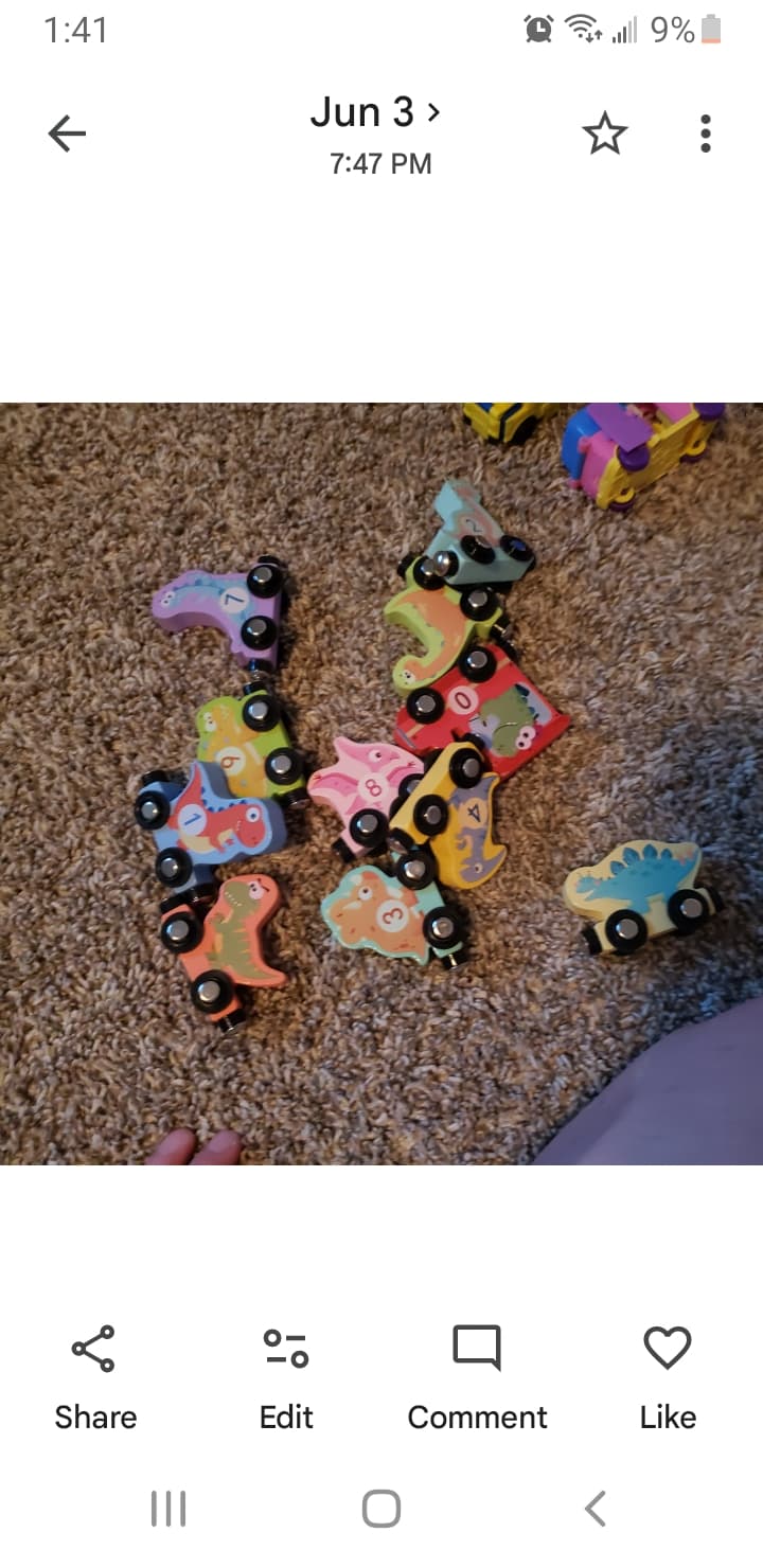 Wooden Dinosaur Train Set with Numbers
