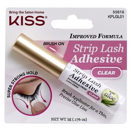 Kiss Latex Free Brush-on Strip Lash Adhesive with Aloe Net Wt. 5g (0.17 Oz.) - Clear