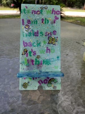 Custom Inspirational Resin Phone Stand-Personalized Desk Decor And Phone Holder