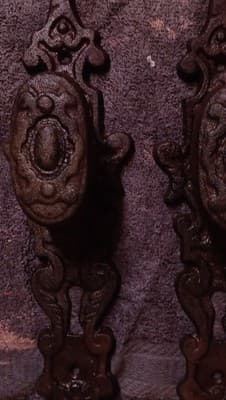 "Pair Antique Victorian Cast Iron Door Escutcheons Ornate Scroll