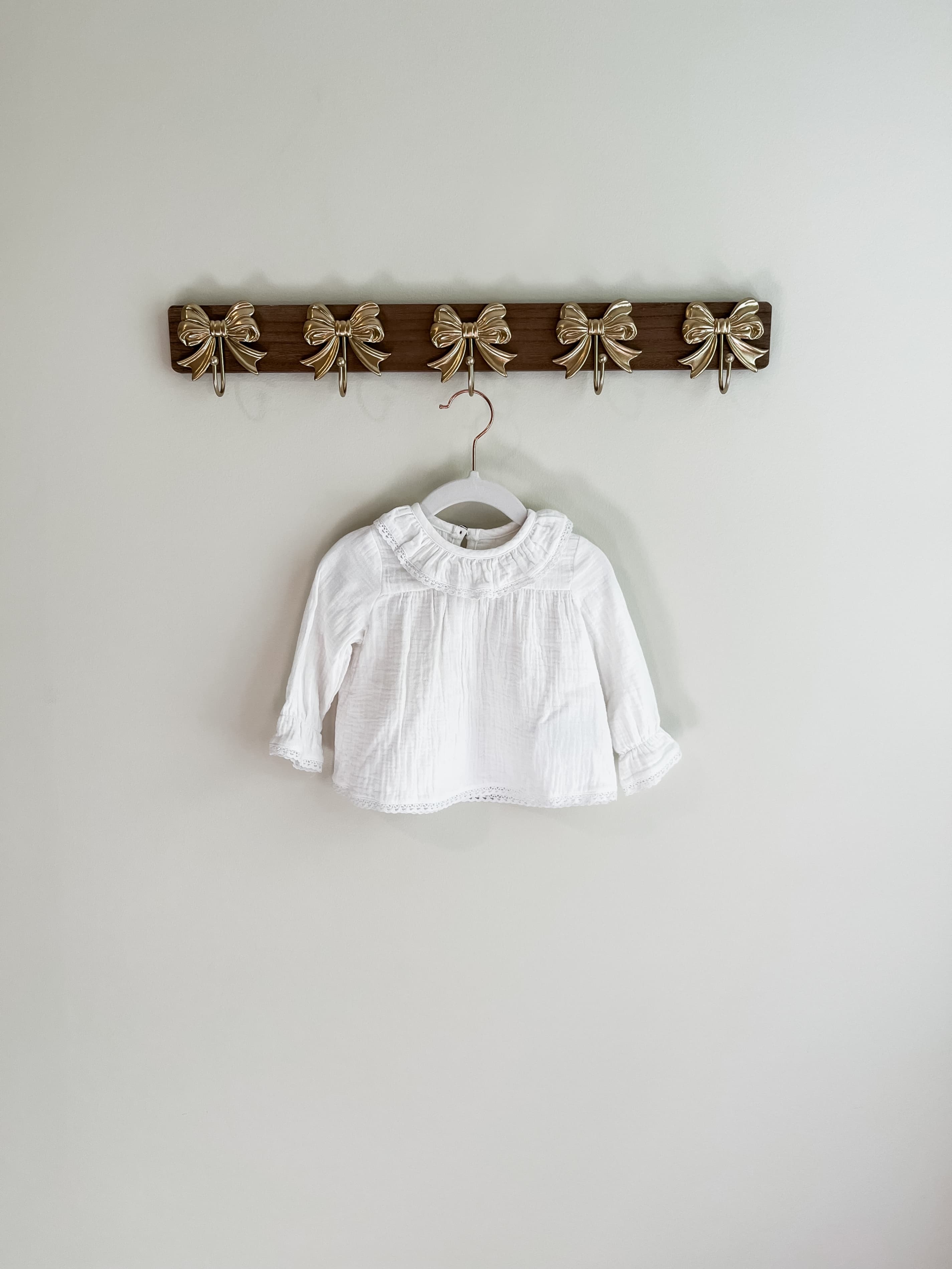 Serendipity size 6m White Long Sleeve Baby Blouse with Lace Trim