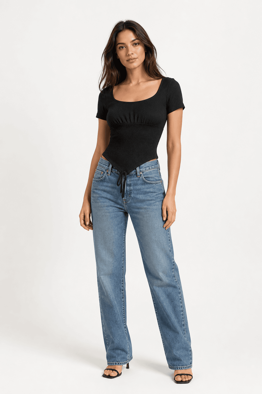 Black Short Sleeve Bodysuit XXS/XS with tummy control