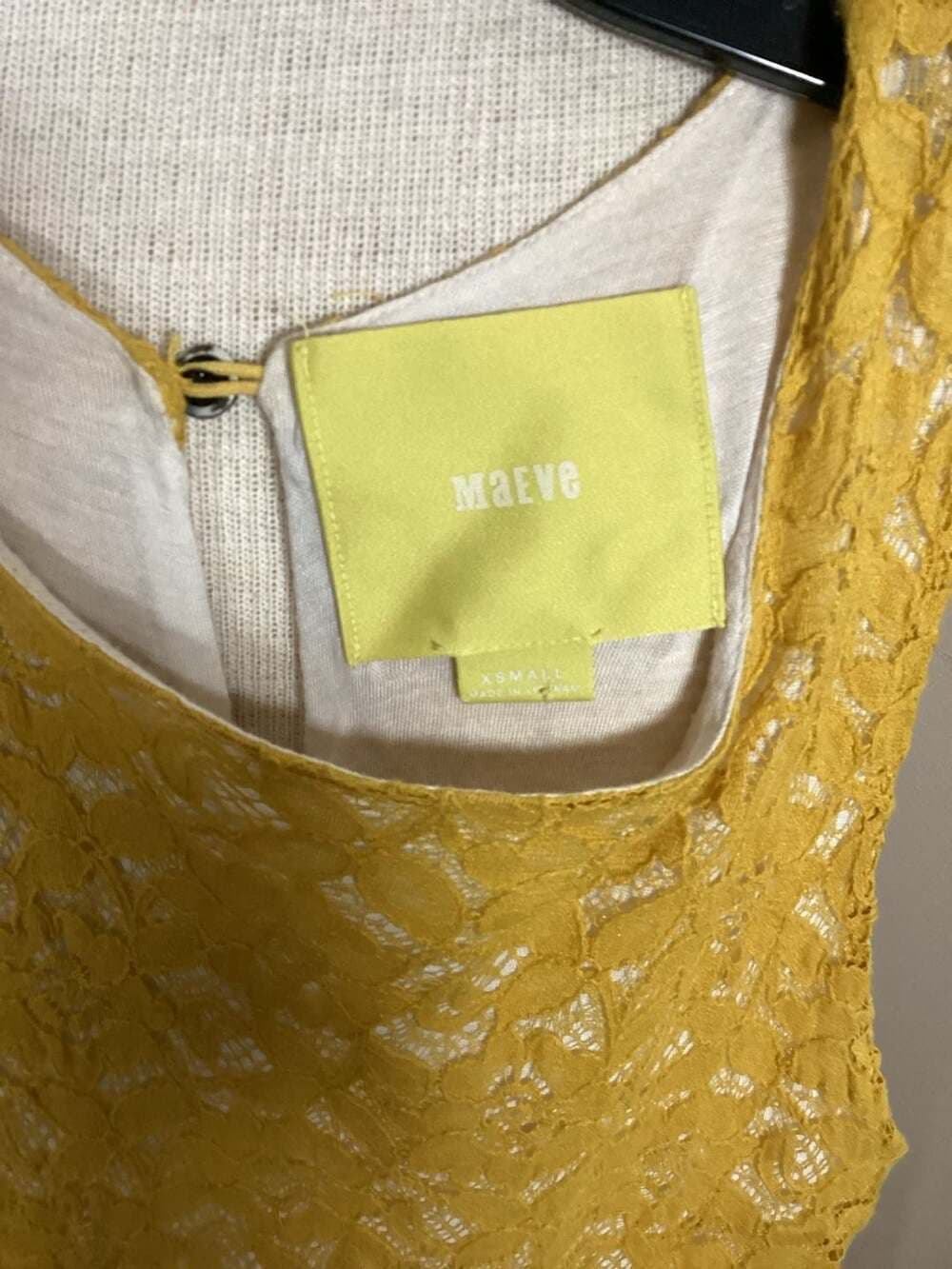Maeve Anthropologie Yellow Lace Bodice Textured Fit & Flare Dress Size XS