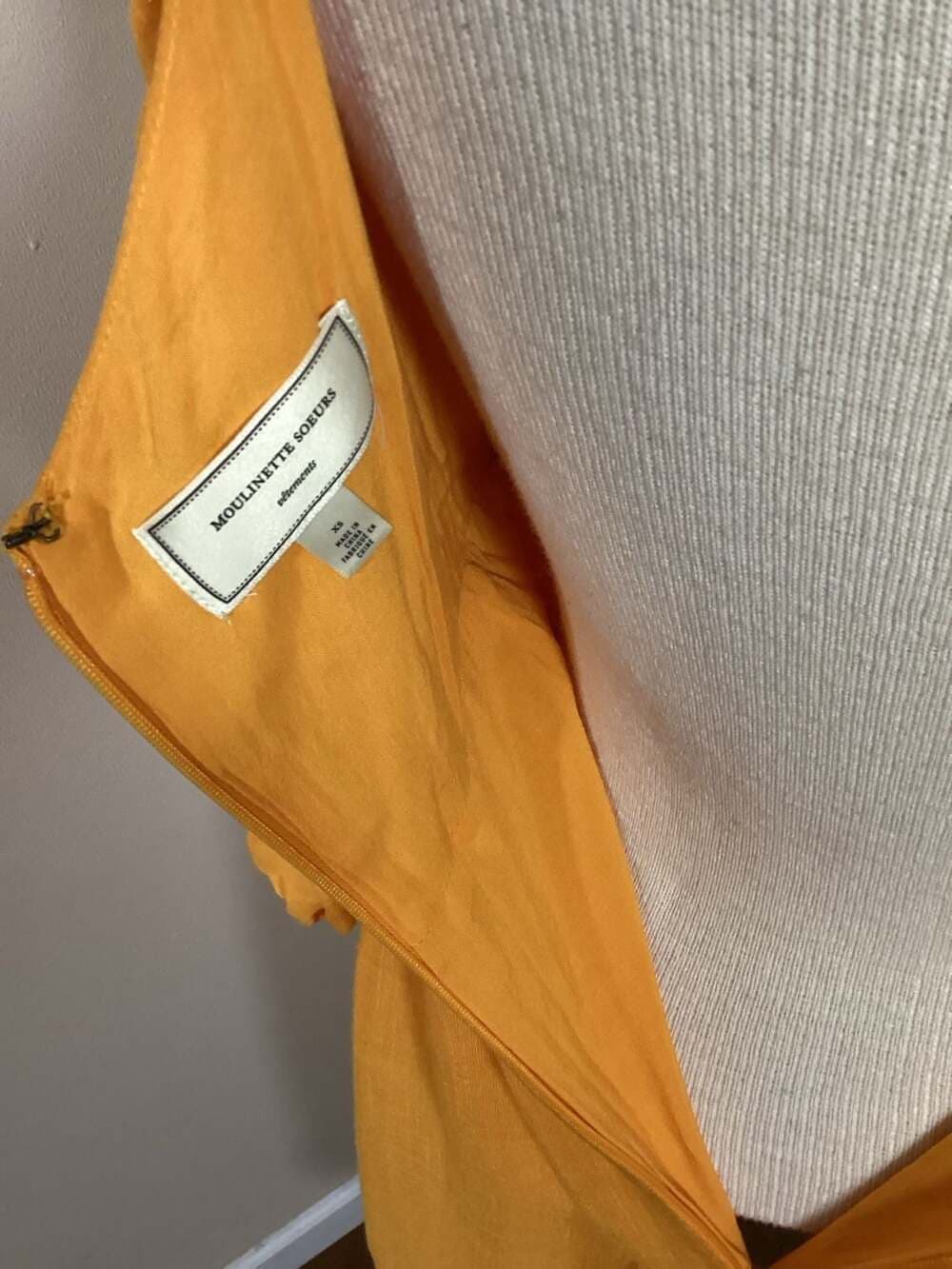 Moulinette Soeurs Yellow Cold Shoulder Mini Dress Size XS