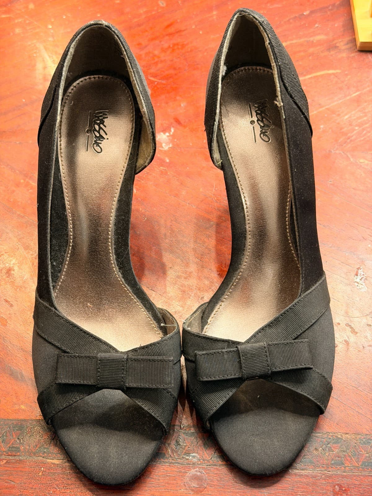 Mossimo Supply Co. | Womens Black Peep Toe Heels with Bow Accent | Size 9.5