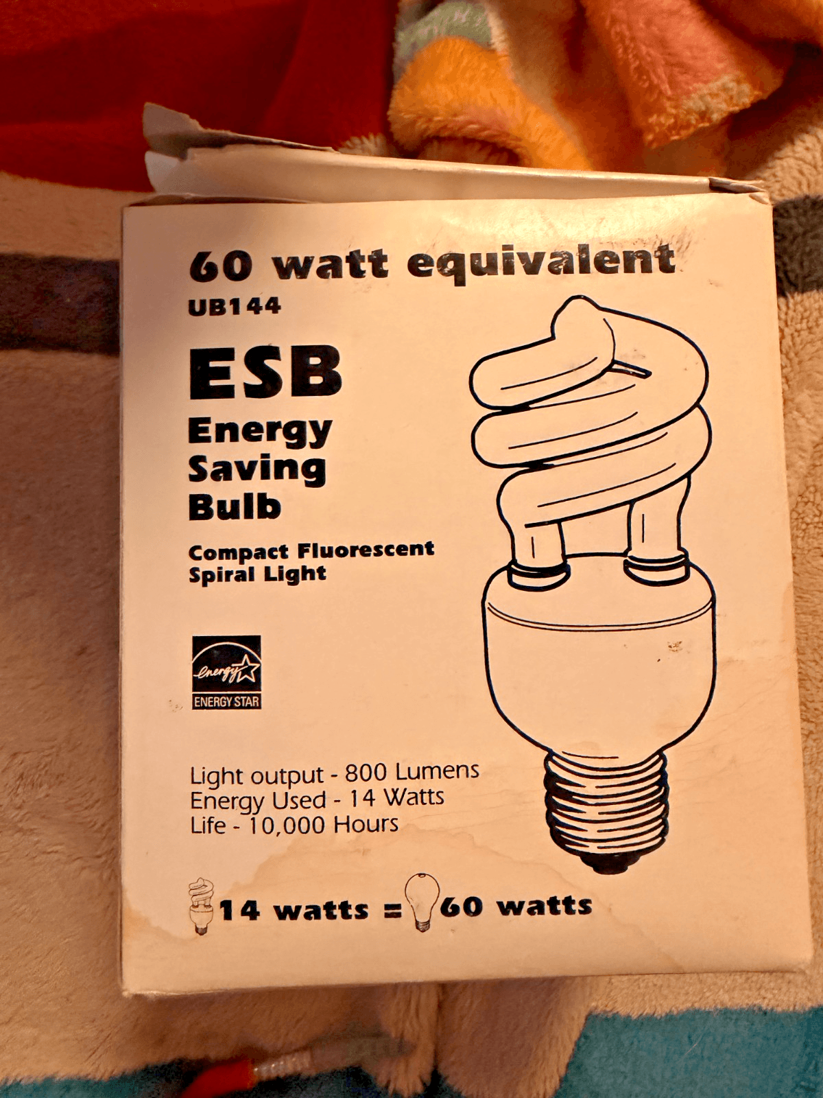 ESB Energy Saving Bulb Compact Flourescent Spiral 14w (60W eqiv) Light