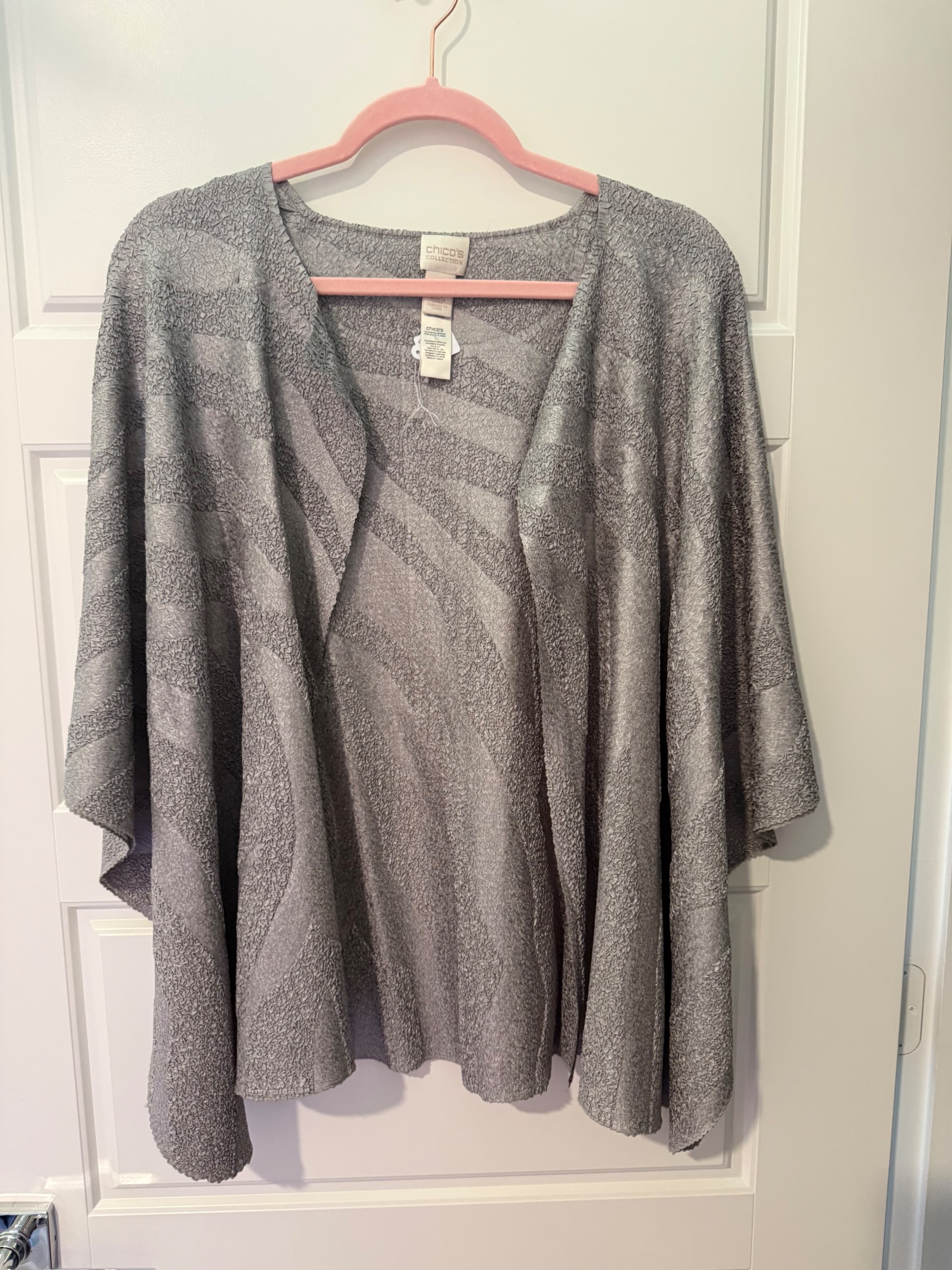 Chico's Collection Gray Open Front Cardigan Size 3