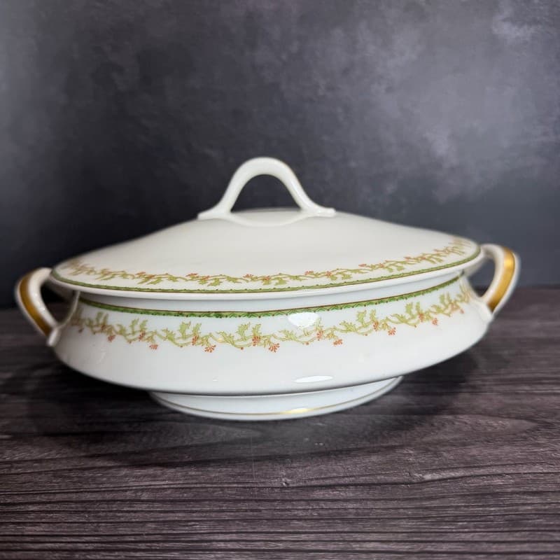 Antique Theodore Haviland Limoges France Round Covered Vegetable Casserole Dish