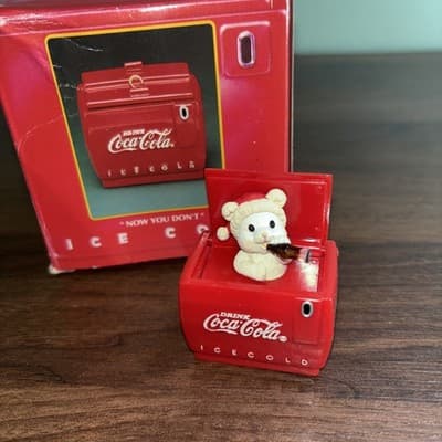 Vtg 1993 Enesco "Now You See It" Cool Yule Coca Cola Coke Pop Up Ornament