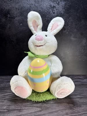 Hallmark Rockin Rabbit Plush Animated Sound Motion Bunny w/ Chick in Egg Easter
