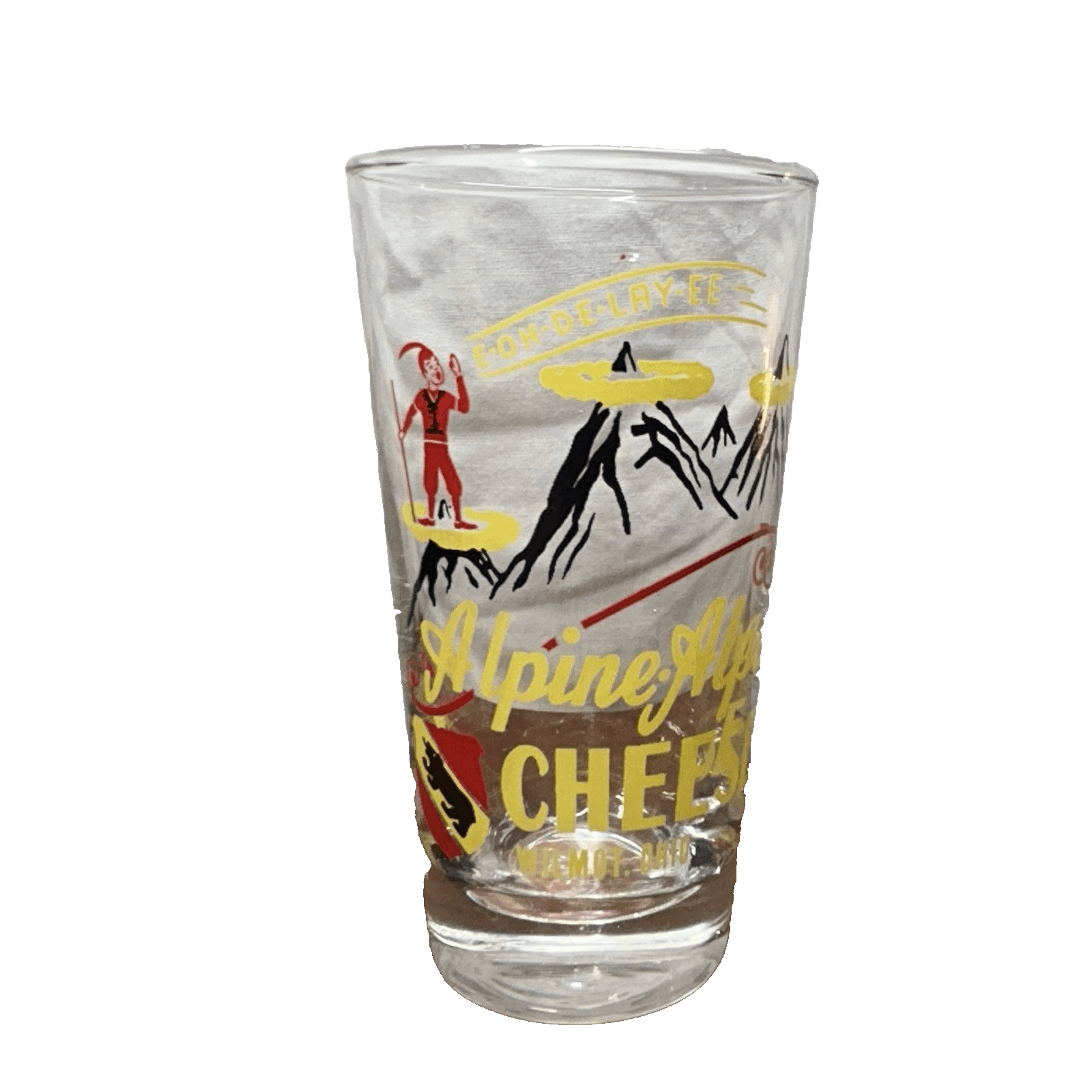 Vintage Marcrest Swiss Alpine Cheese advertising Drinking Glasses MCM 8oz Single