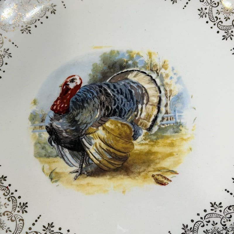 Sabin Vintage Turkey Decorative Plate Warranted 22K Gold Filigree