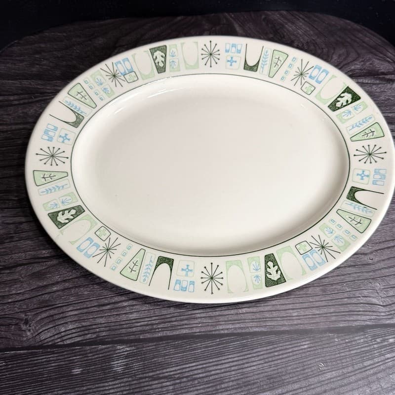 Mid Century Modern Taylorstone Cathay Atomic 13" Oval Serving Platter