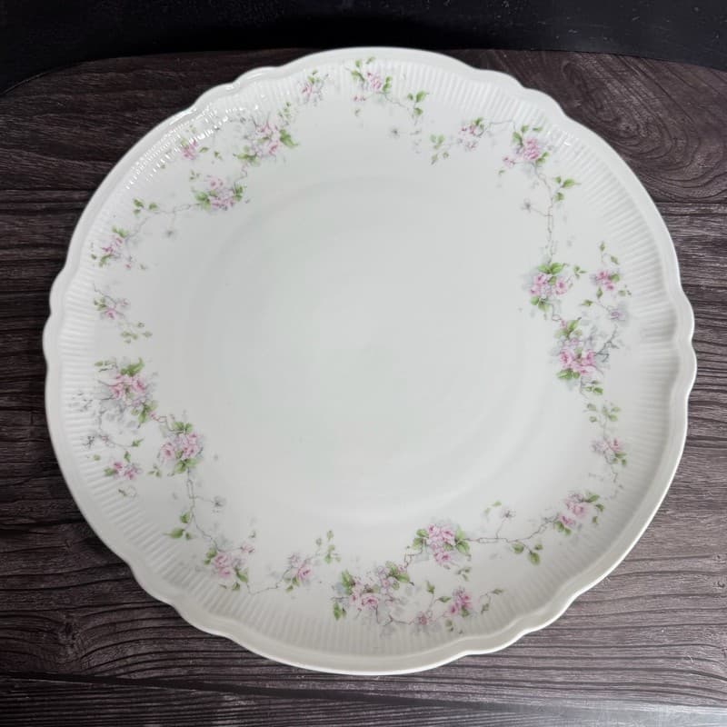 Antique Imperial Crown Austria 1564 Pink Floral 11.5" Round Chop Plate Platter