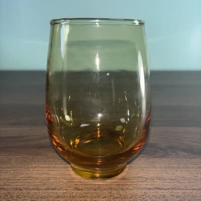 Vintage Replacement Libbey Tempo Amber Roly Poly Drink Juice Glasses MCM Single