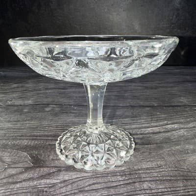 Vintage IMPERIAL Mt. Vernon Clear Small Compote Pedestal Soap Or Trinkets Dish
