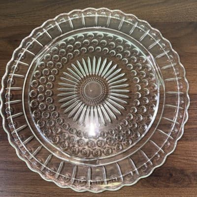 Federal Glass Clear Sunburst Scalloped Cake Dish Party Plate Dessert Platter