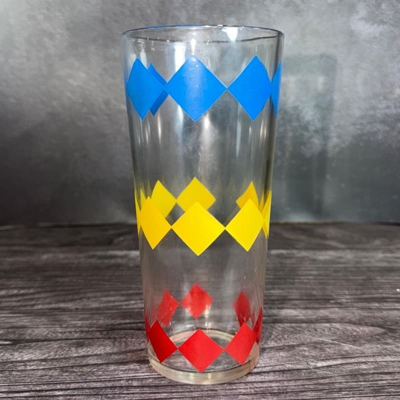 Vintage Mid-Century Libbey Harlequin Diamond Pattern Drinking Glass Tumbler