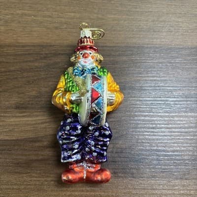 Bombay Co Glass Clown Christmas Tree Ornament Large 5.5” Colorful