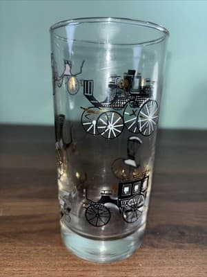 Single Libbey Curio Antique Carriage Car Buggy 5.5 Highball Tom Collins Glasses