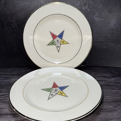 Order of the Eastern Star. 10" Plate - Homer Laughlin 23K Gold Set Of 2
