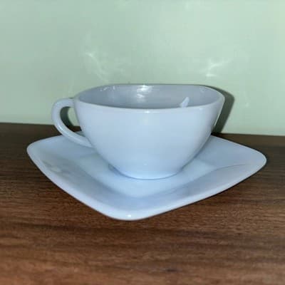 1 Set Vintage Fire King Azurite Blue Charm Cup & Saucer Replacement Pale Milk