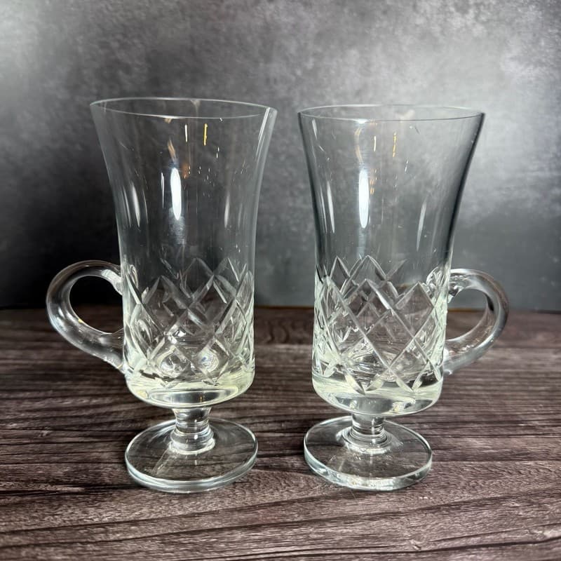 Anchor Hocking Wexford Clear Glass Irish Coffee Mugs Set of 2, 5.5"