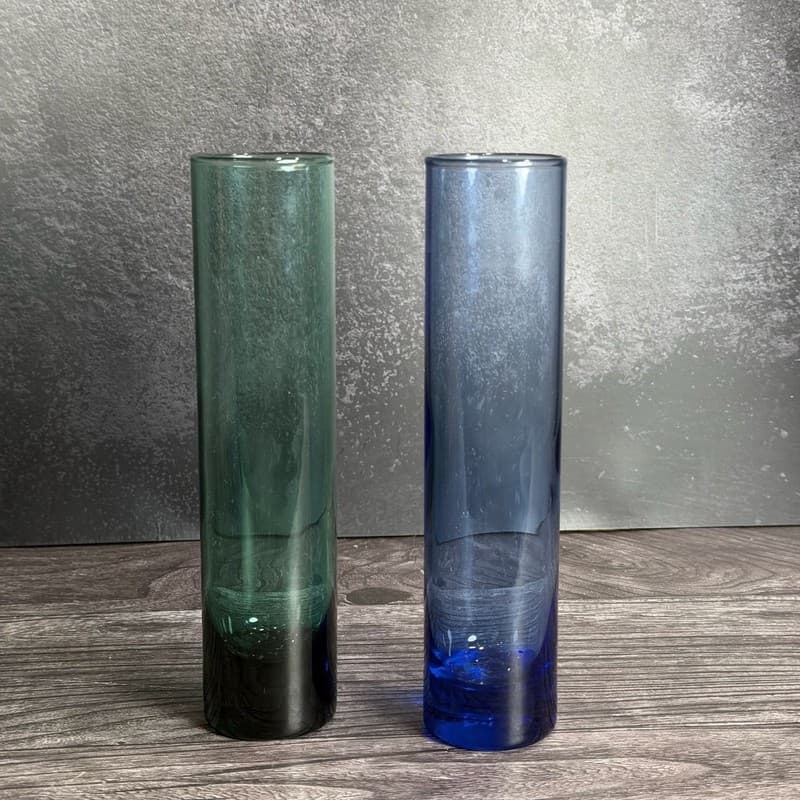Vintage Libbey 7.5" Tall Cylinder Bud Vases - Emerald Green and Cobalt Blue Glas
