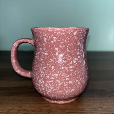 Vintage Pink Speckled Coffee Mug – Hourglass Pottery Art Deco Style Boho Cup