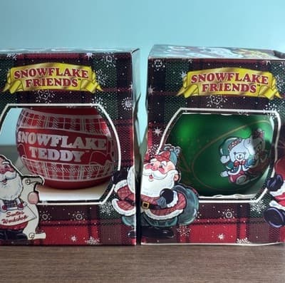 Vintage Snowflake Friends Christmas Ornament 3” - Boxed Set Of 2 Santa And Be