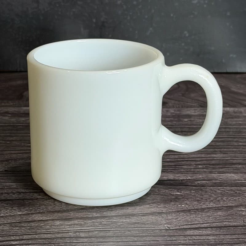 Vintage Fire-King White Milk Glass Stackable Coffee Mug