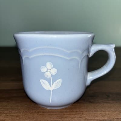 Vintage Pfaltzgraff Mug Blue Gazebo Bouquet Flower Coffee Tea Cup