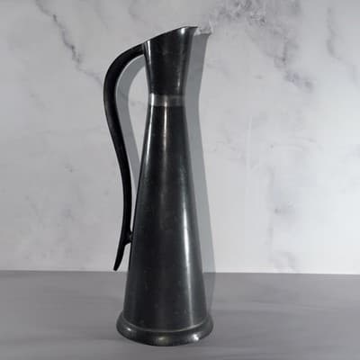 Small Pewter Pitcher Bud Vase Graceful Art Deco Style 7.5” Heavy
