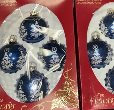Set of 8 Victoria Collection Christmas Tree Ornaments Rauch Industries New Blue