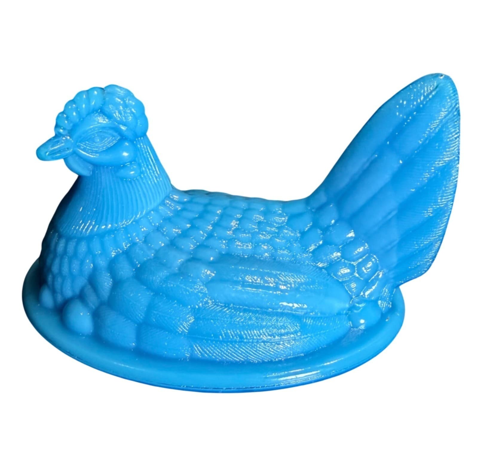 Vintage Westmoreland Blue Milk Glass Hen On Nest Topper Replacement Top