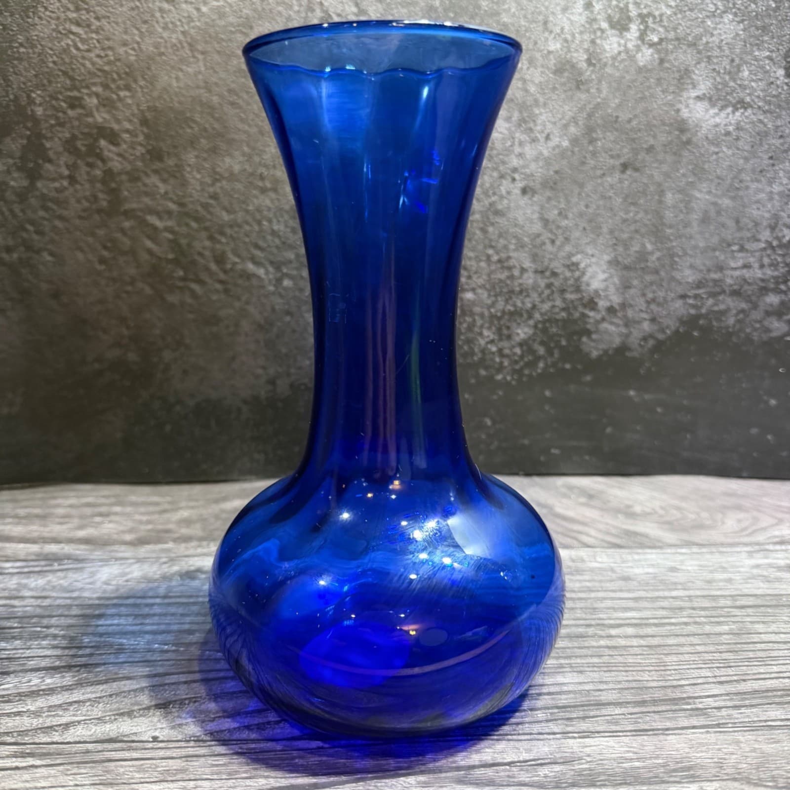 Indiana Glass Illusions Cobalt Blue Optic Swirl Vase 7.25" New With Label