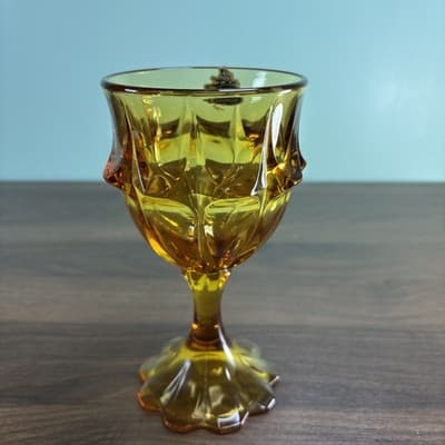 Vintage Fenton Art Glass Amber Golden Valencia Wine Glass Goblet Replacement
