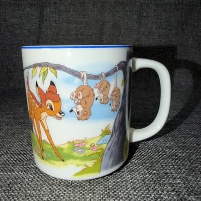 Vintage Bambi Disneyland Walt Disney World Mug Thumper Flower Japan Coffee Tea